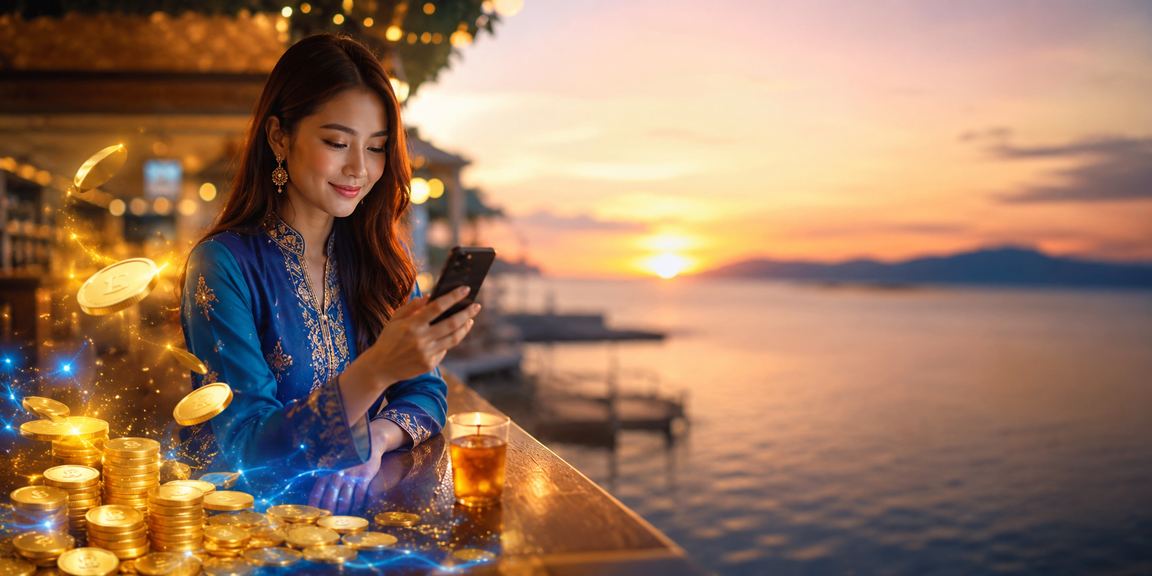 Pengguna wanita berbaju kurung di Kota Kinabalu menggunakan telefon untuk taruhan dalam talian